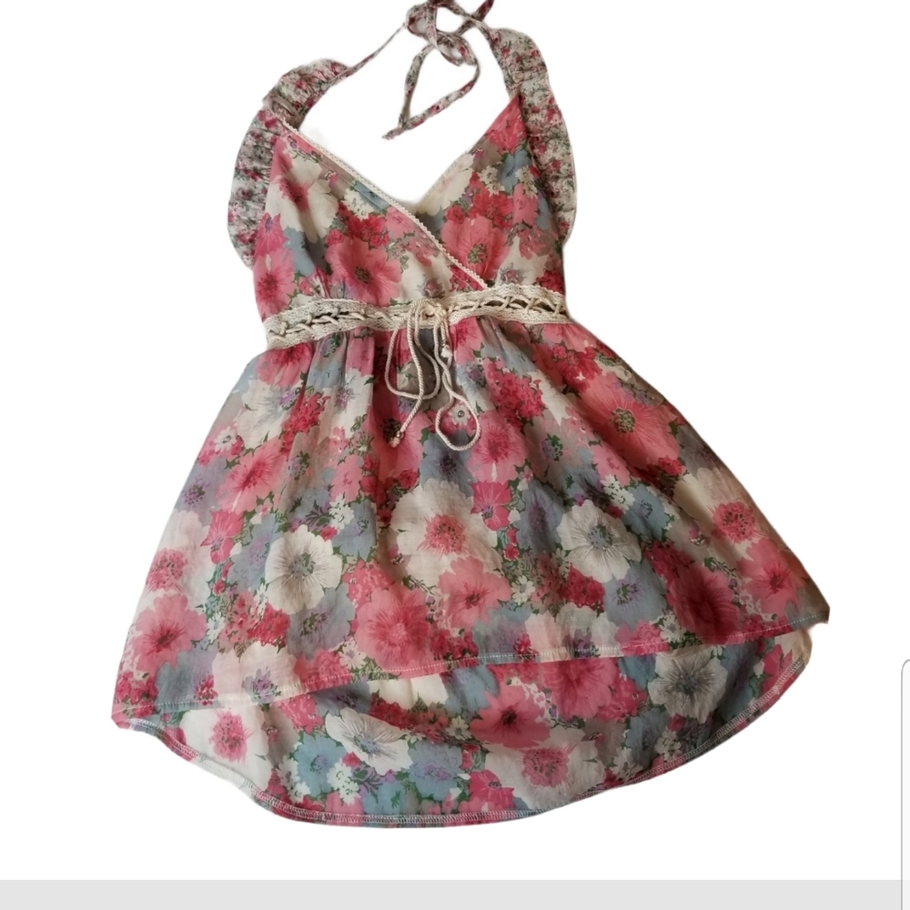FORLA PARIS TOP/BLOUSE SIZE Small  Floral Halter T